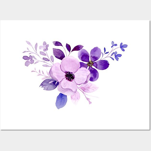 Purple Watercolor Wild Flower Wall Art by kakamona